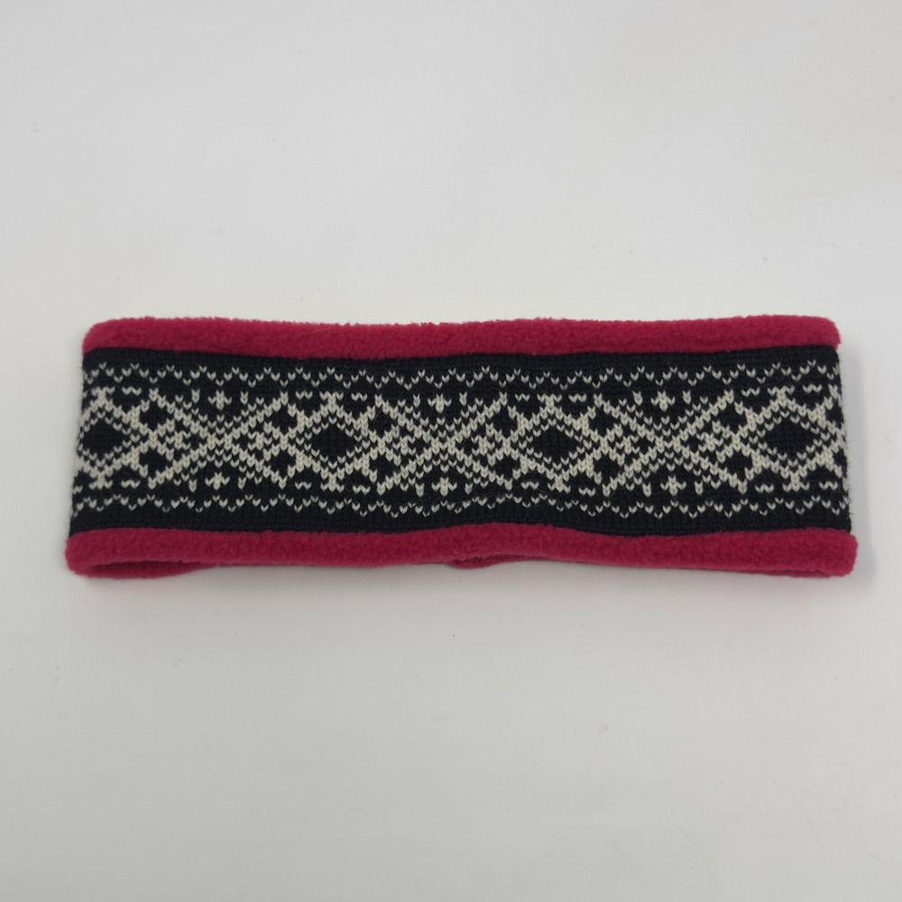Gap Vintage Wool Knit Fleece Lined Headband Fair Isle Pink Black 164655-07-1‎